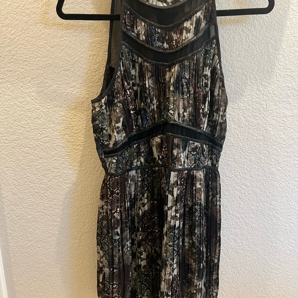 charlie jade Black Multi-Print Sleeveless Mesh Panel Dress